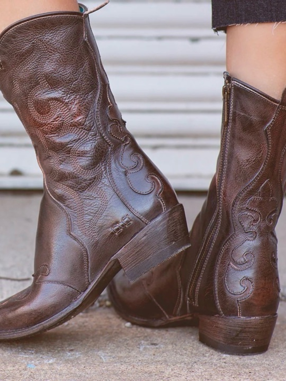 Bed Stu  Deuce Brown Leather Western Ankle Boots Sz 10, New in box w tags